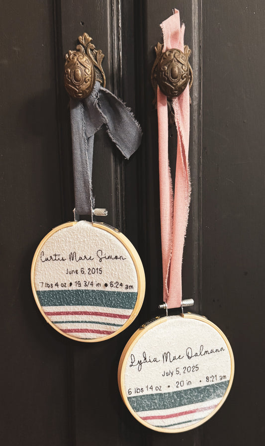 Custom Hospital Baby Blanket Embroidery Keepsake | Hand-Embroidered Baby Gift